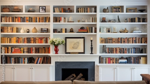 Install built-in shelves to display a curated collection of books art and decorative items