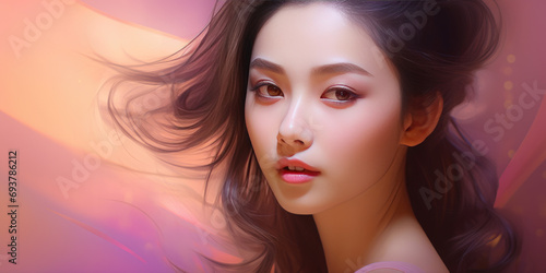 model of Asian beauty with beautiful soft make up in light shade