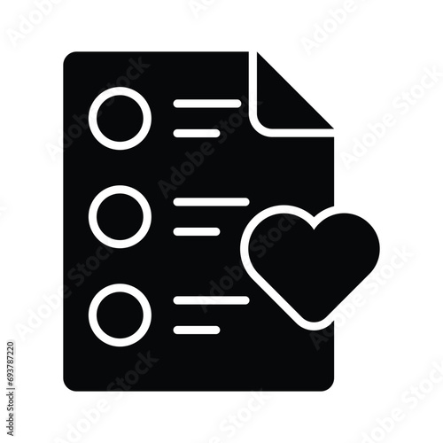 Paper with heath denoting concept icon of wishlist, ready for premium download