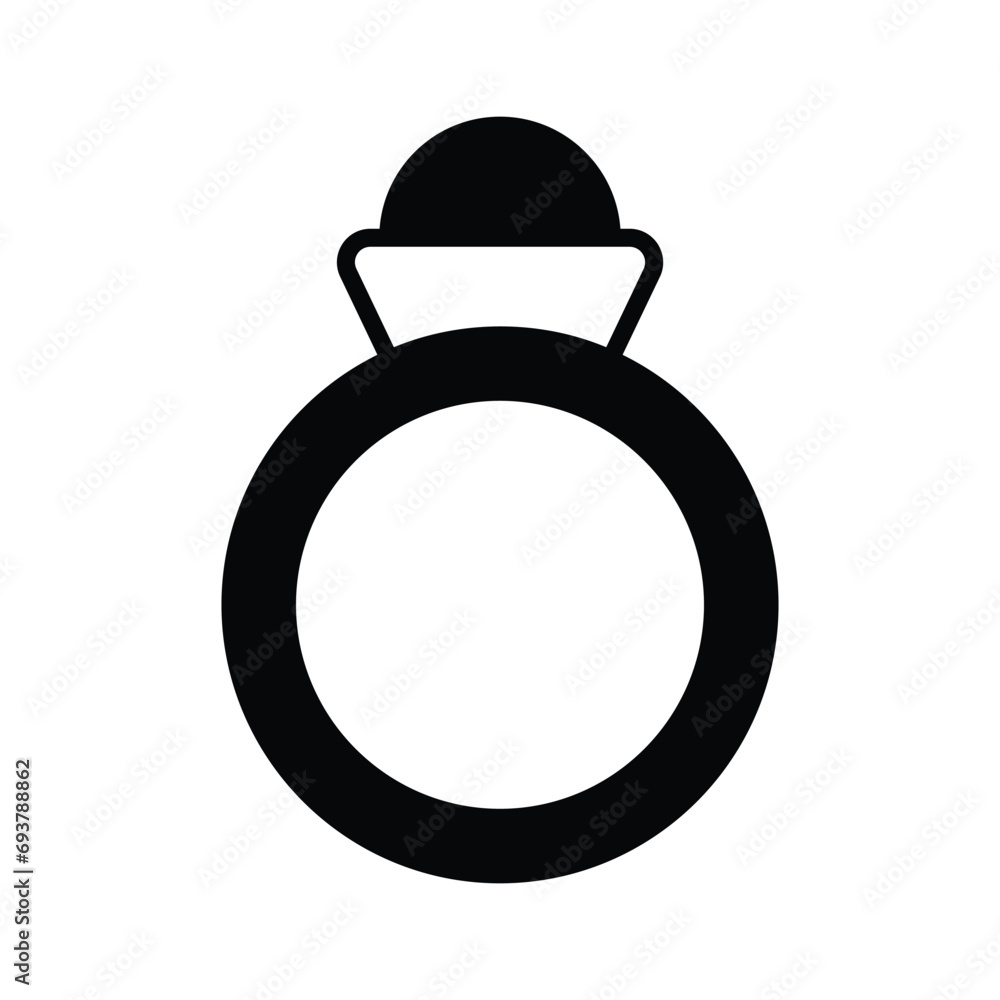 Ring with stone, well crafted icon of gemstone ring, isolated on white background Ring with stone, well crafted icon of gemstone ring, isolated on white background