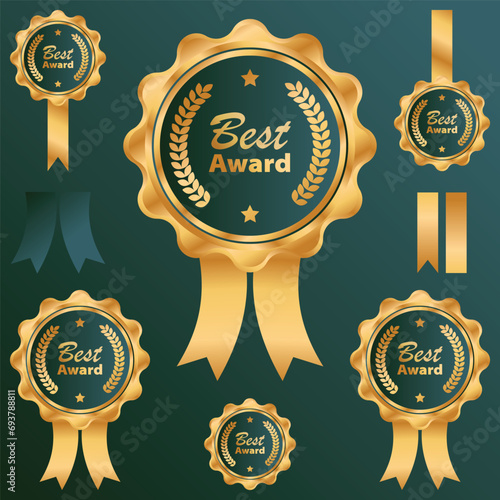 set of labels with ribbons