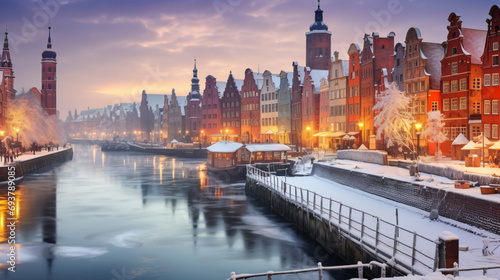 Old town of Krakow on a cold winter