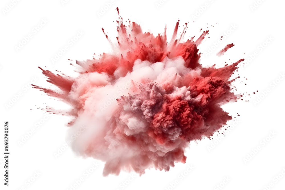 explosion powder 3d rendring isolated on white background. Generative AI.