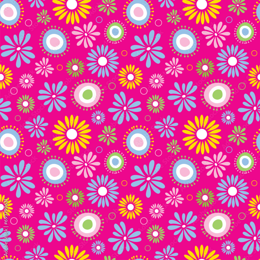 Seamless Floral Pattern On Pink Background