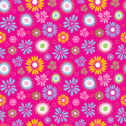 Seamless Floral Pattern On Pink Background