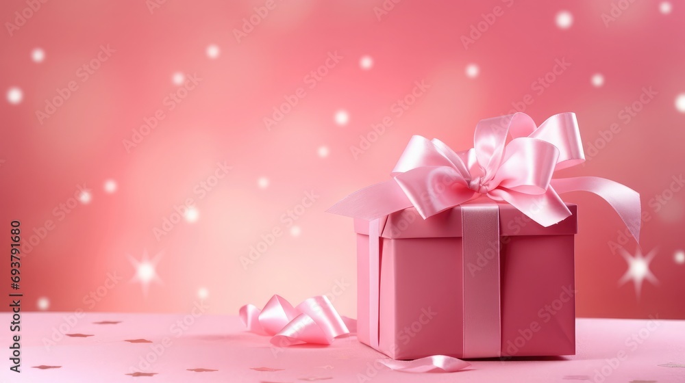 Pink barbiecore background with one present