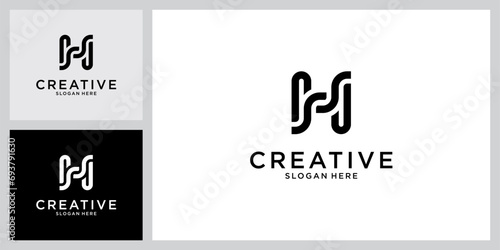 H or HH initial letter logo design concept