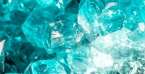 Aquamarine crystal mineral stone. Gems. Mineral crystals in the natural environment. Texture of precious and semiprecious stones. shiny surface of precious stone photo