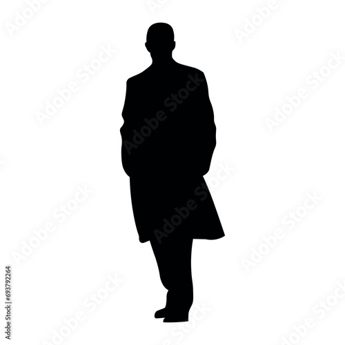 Man in suit black silhouette on white background