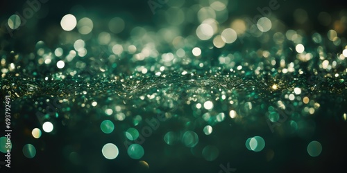 Silver bokeh with a dark green background