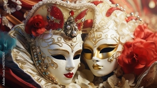 Venetian masks. Theatre concept. High quality photo realistic © Thuch