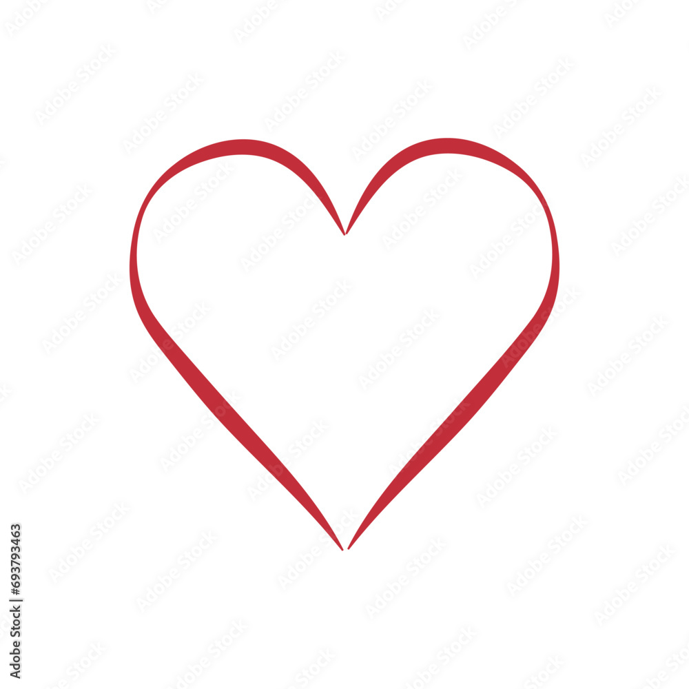 Drawn heart on white background. Valentine's Day celebration Drawn heart on white background. Valentine's Day celebration