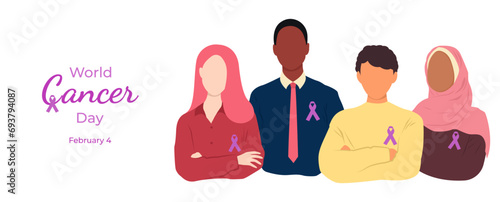 Banner for World Cancer Day with different people