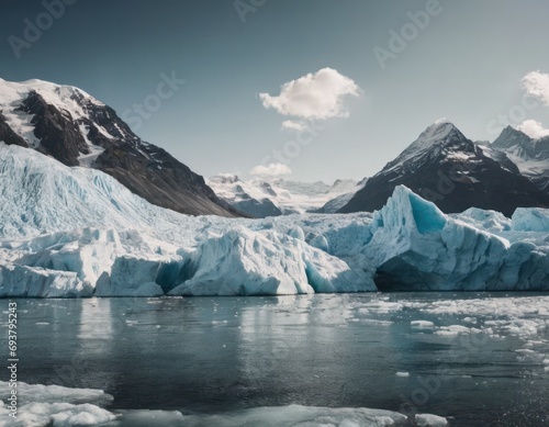 Global melting of glaciers, landscape