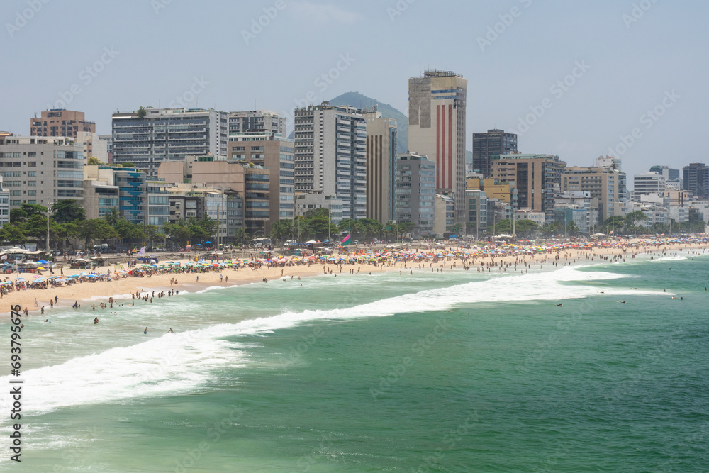 Beautiful view to Leblon Beach on sunny day in Rio de Janeiro Beautiful view to Leblon Beach on sunny day in Rio de Janeiro
