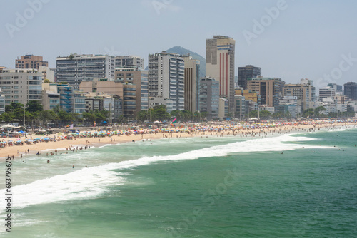 Beautiful view to Leblon Beach on sunny day in Rio de Janeiro © Cavan