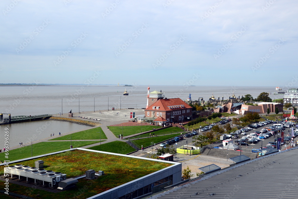 Panorama at the Port of Bremerhaven at the North Sea