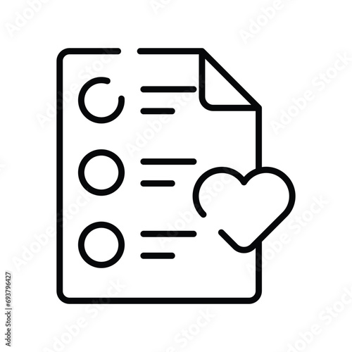 Paper with heath denoting concept icon of wishlist, ready for premium download
