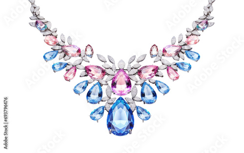 Radiant Array Crystal Bib Necklace Isolated on Transparent Background PNG.