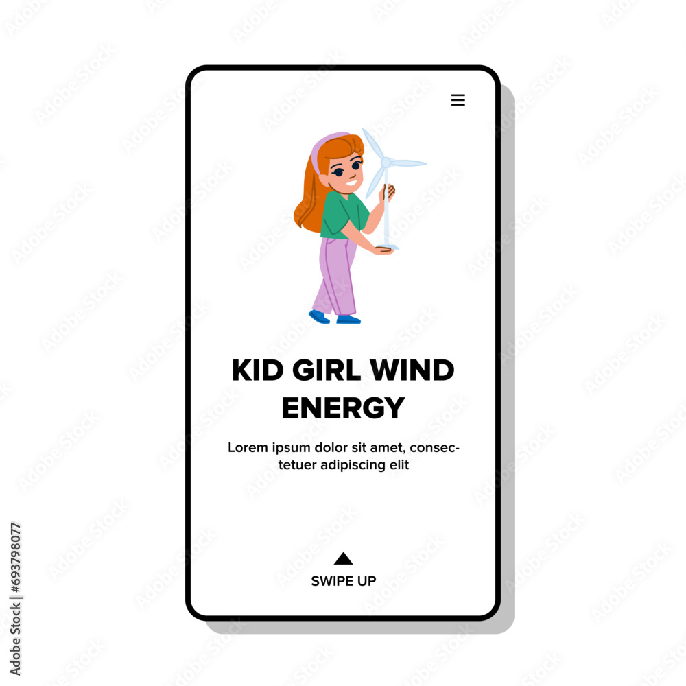 electricity kid girl wind energy vector. turbine plant, technology ecology, global power electricity kid girl wind energy web flat cartoon illustration electricity kid girl wind energy vector. turbine plant, technology ecology, global power electricity kid girl wind energy web flat cartoon illustration
