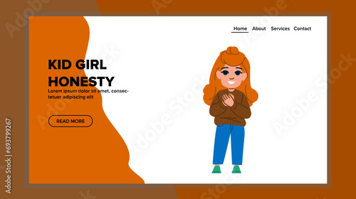 young kid girl honesty vector. hand person, honest justice, judge oath young kid girl honesty web flat cartoon illustration