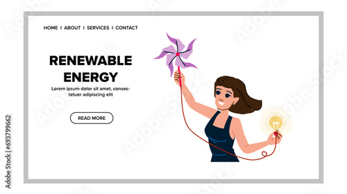 green renewable energy vector. environment eco, ecology electricity, power electric green renewable energy web flat cartoon illustration