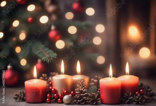 christmas decoration with candles and decorations