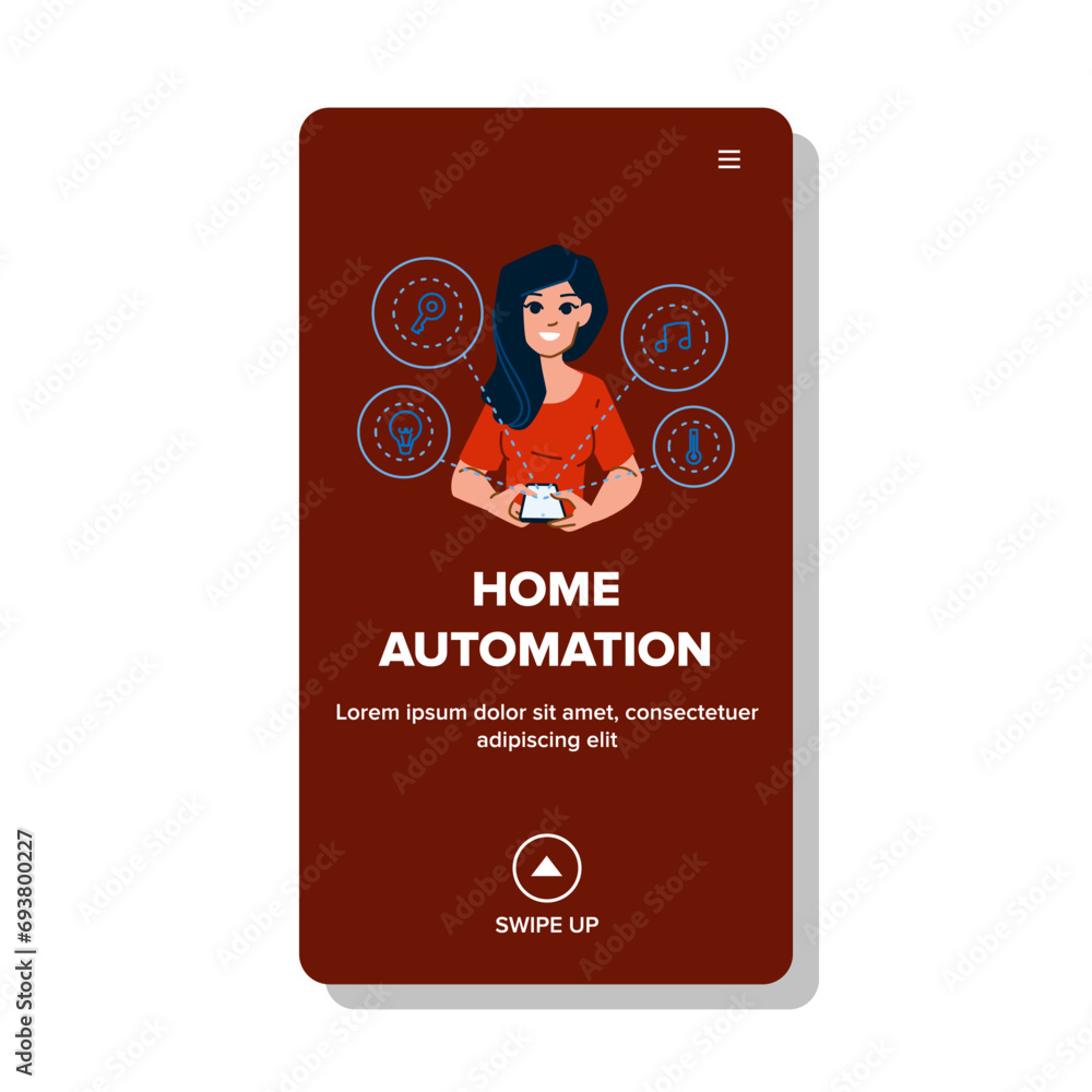 network home automation vector. smart control, digital app, remote house network home automation web flat cartoon illustration network home automation vector. smart control, digital app, remote house network home automation web flat cartoon illustration