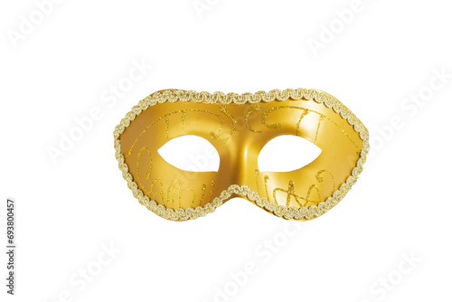 Carnival mask, golden vintage masquerade accessory isolated © yta