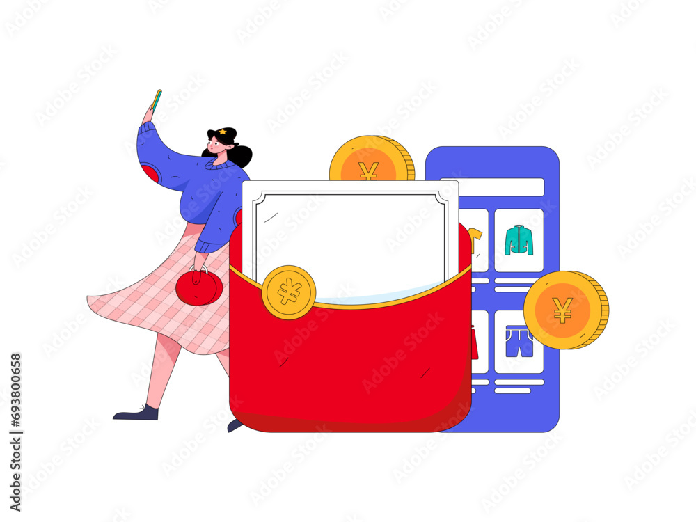 Holiday shopping people doing e-commerce online shopping flat vector concept operation hand drawn illustration
Holiday shopping people doing e-commerce online shopping flat vector concept operation hand drawn illustration