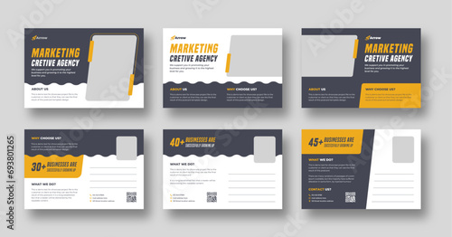 Corporate business or marketing agency postcard template