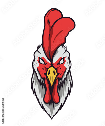 rooster head vector mascot design