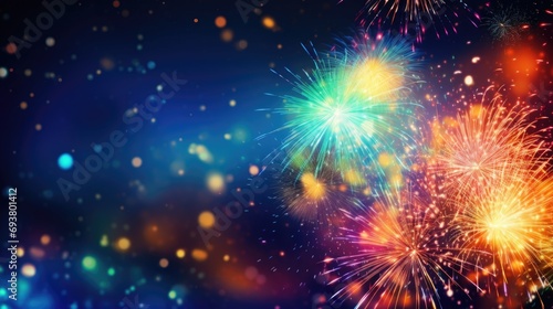 Colorful firework with bokeh background.