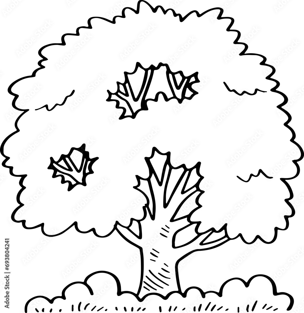 decoration hand drawn tree illustration.