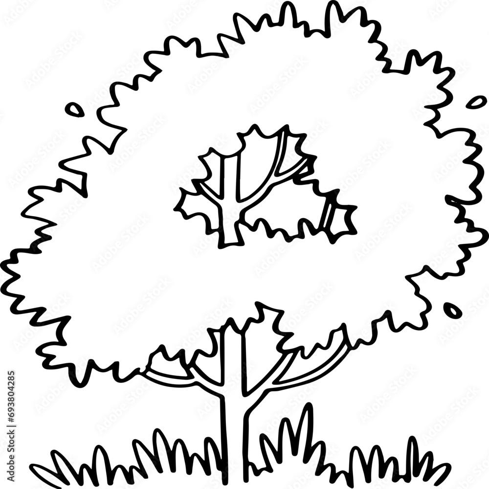 decoration hand drawn tree illustration. decoration hand drawn tree illustration.