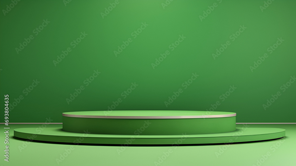 empty plate on green background generated by AI empty plate on green background generated by AI