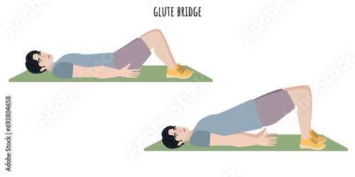 Asian young man doing glute bridge exercise