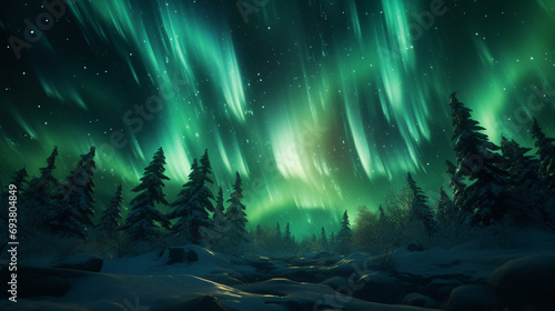 View of the aurora in the starry sky.