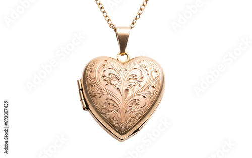 Exquisite Isolation Intricate Heart-Shaped Locket Isolated on Transparent Background PNG.
