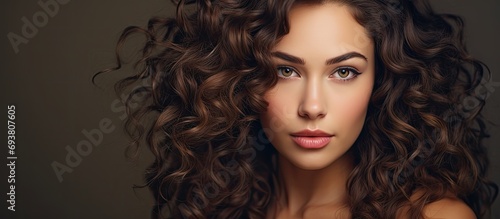 Gorgeous brunette with curly hair.