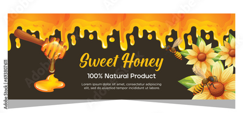Realistic template honey banner design