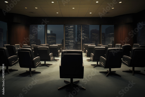 corporate office room with empty seats , luxury office room decoration for business purpose Ai generator