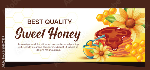 Realistic template honey banner design