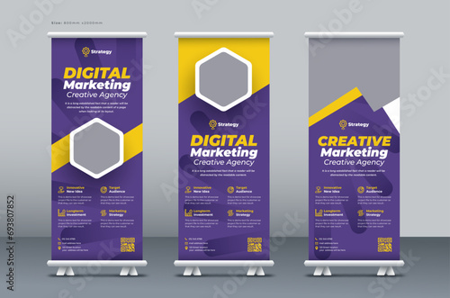 Corporate business roll up banner, marketing agency roll up banner, pull up banner, or x banner print template photo