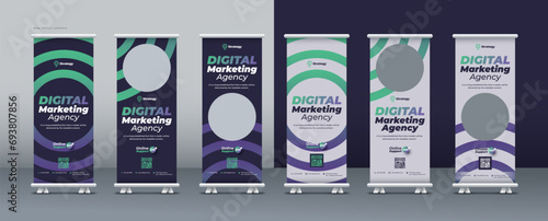 Corporate business roll up banner bundle, marketing agency roll up banner, pull up banner, or x banner print template