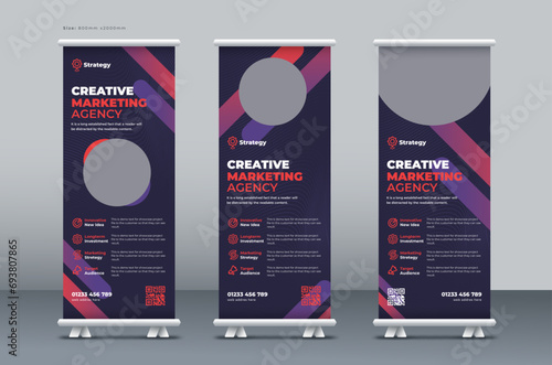 Corporate business roll up banner, marketing agency roll up banner, pull up banner, or x banner print template
