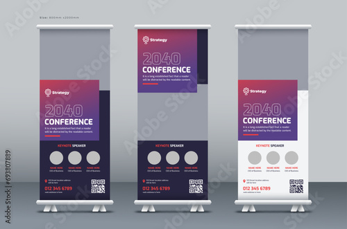 Corporate business roll up banner, marketing agency roll up banner, pull up banner, or x banner print template