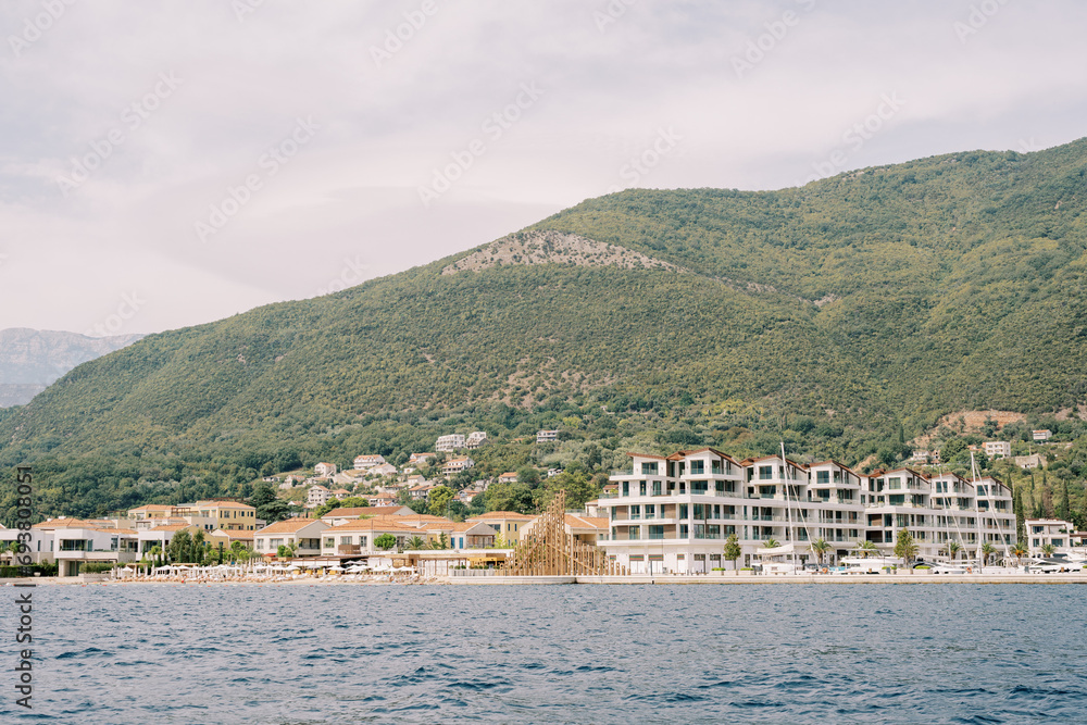 Multi-storey villas of the private hotel complex One and Only on the seashore. Portonovi, Montenegro