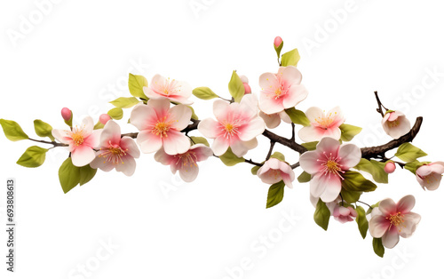 Springtime Blooms Decorating a Tree Branch with Floral Elegance Isolated on Transparent Background PNG. © Faizan