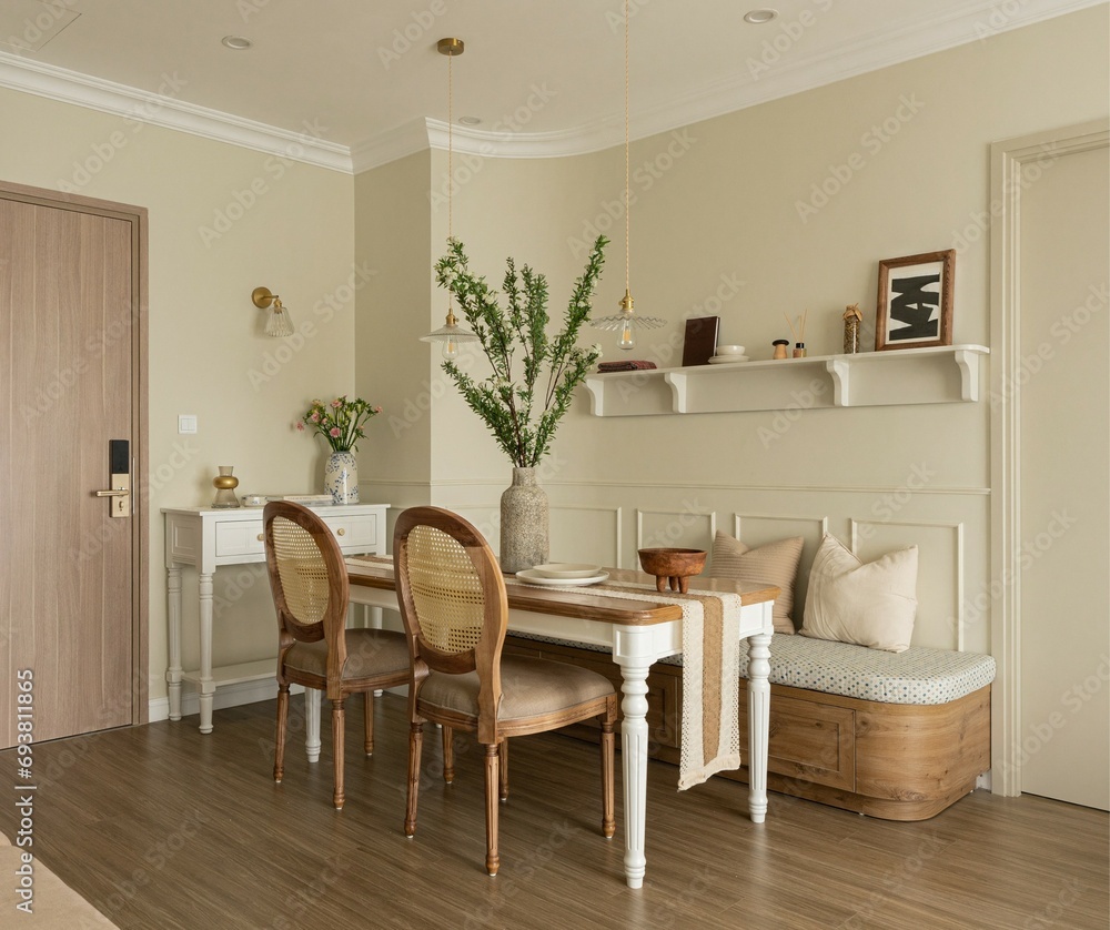 Fototapeta premium Simple modern minimalist dining table